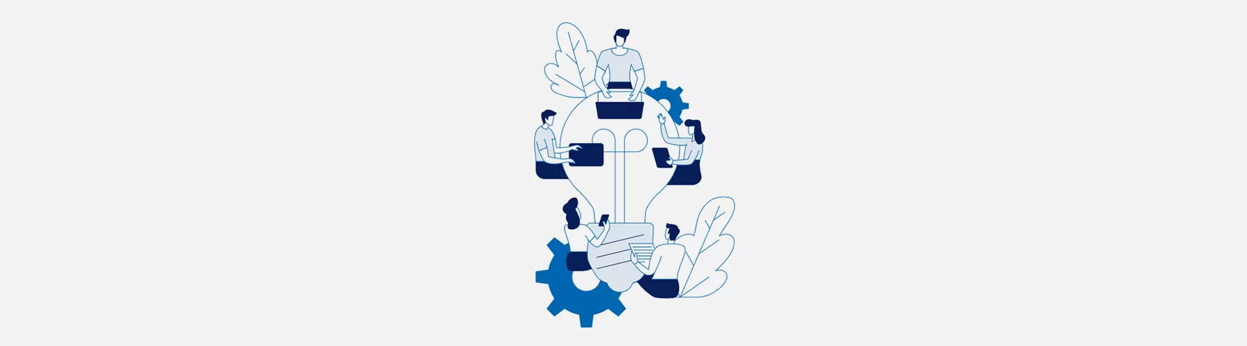 developers working around an office desk illustration