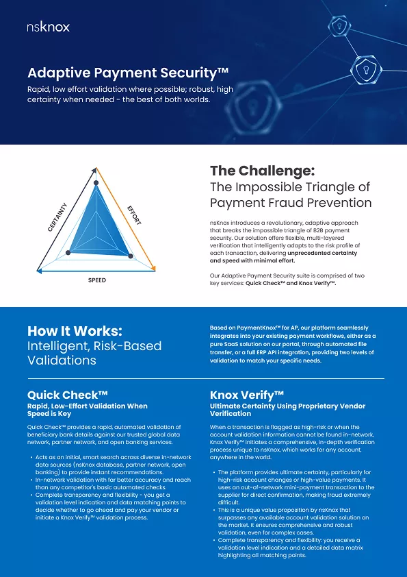 Adaptive Payment Security™ one-pager cover